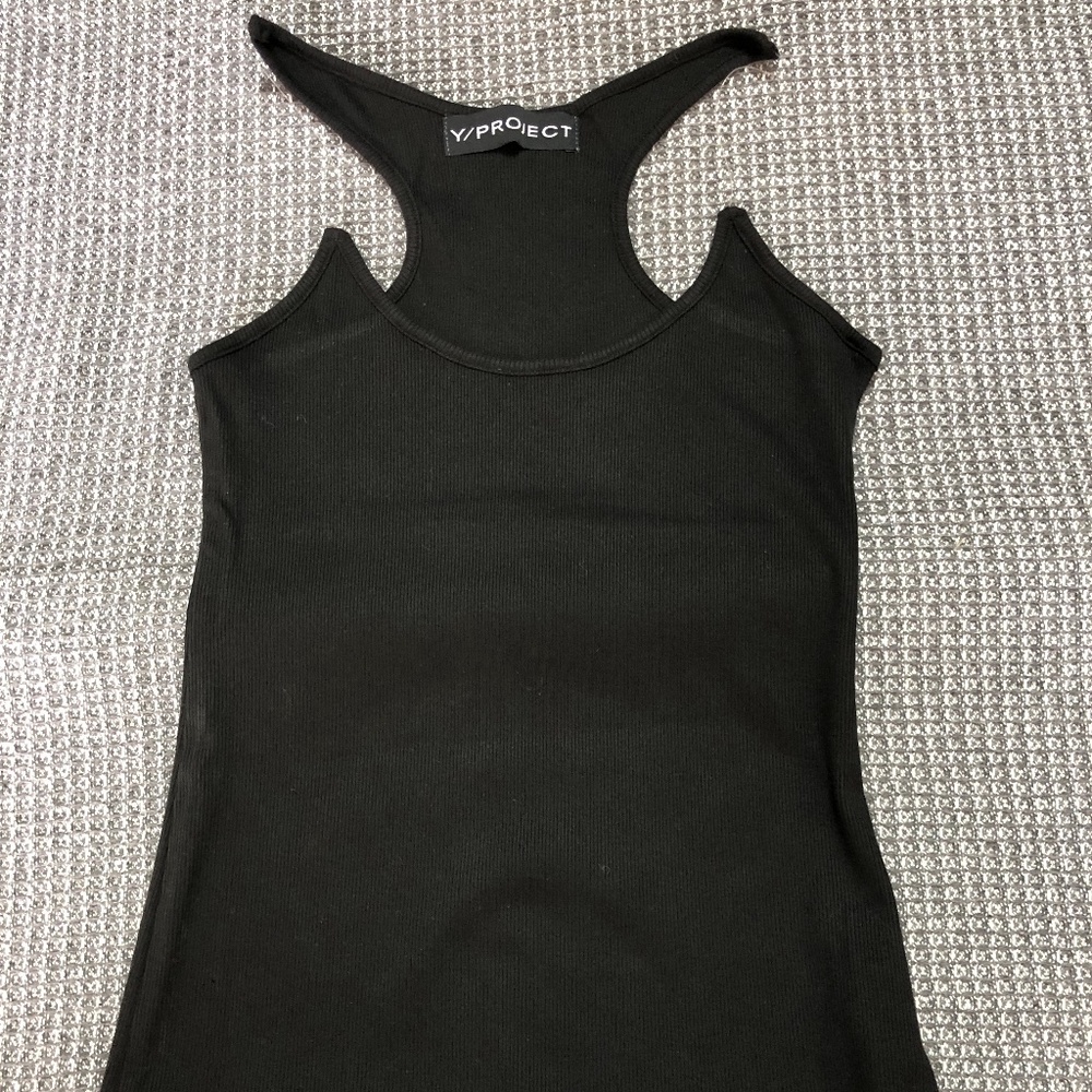 Y/Project Black Invisible Strap Tank Top